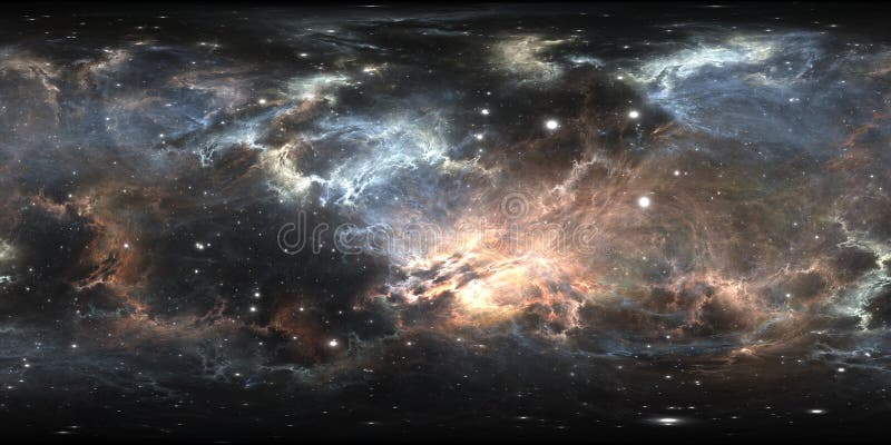 Panorama de la nebulosa del espacio de 360 grados, proyección equirectangular, mapa del ambiente Panorama esférico de HDRI Fondo libre illustration