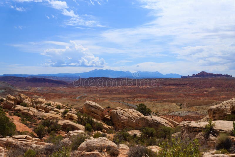 Panorama de los arcos parque nacional, Utah EE.UU. fotos de archivo libres de regalías Panorama de los arcos parque nacional, Utah EE.UU. fotos de archivo libres de regalías