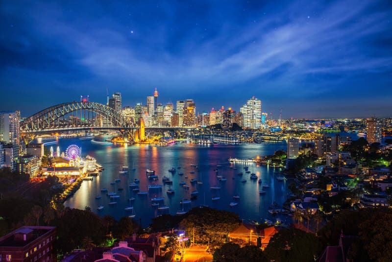 Panorama de port et de pont de Sydney dans la ville de Sydney