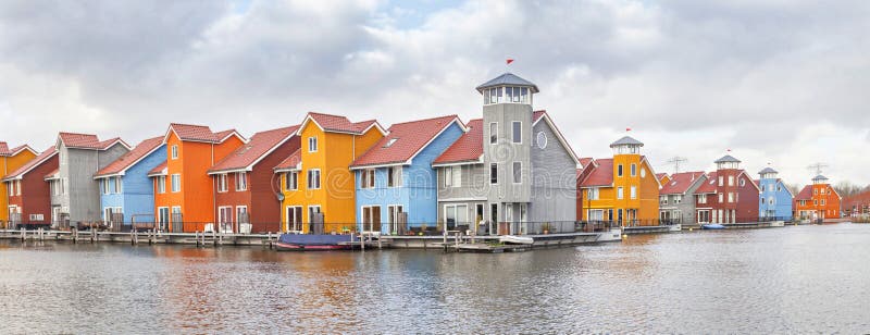 Panorama de Reitdiephaven, Groninga foto de archivo libre de regalías Panorama de Reitdiephaven, Groninga foto de archivo libre de regalías