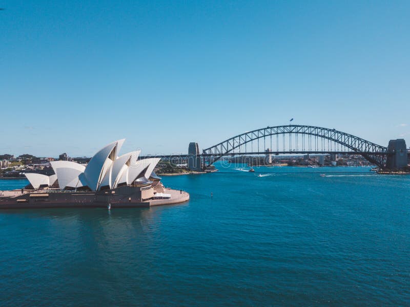 Panorama De Sydney Opera House E Da Ponte Do Porto Foto de Stock