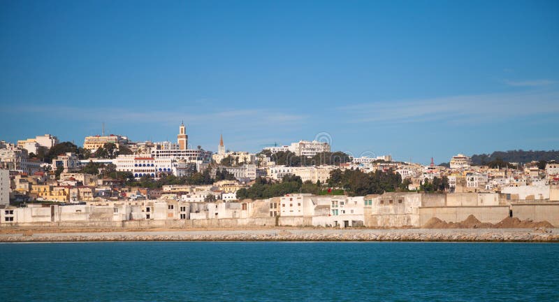 Panorama del puerto de Tánger, Marruecos fotografía de archivo Panorama del puerto de Tánger, Marruecos fotografía de archivo