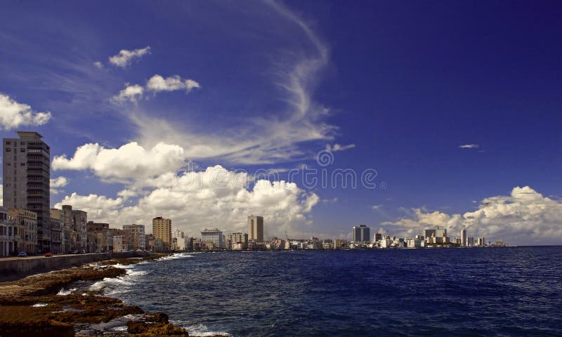 View from quay Malecon on ocean and Havana city. Cuba island. View from quay Malecon on ocean and Havana city. Cuba island.