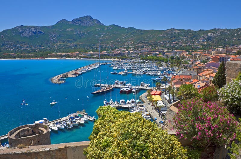 Panorama di estate di Calvi, Corsica fotografia stock Panorama di estate di Calvi, Corsica fotografia stock