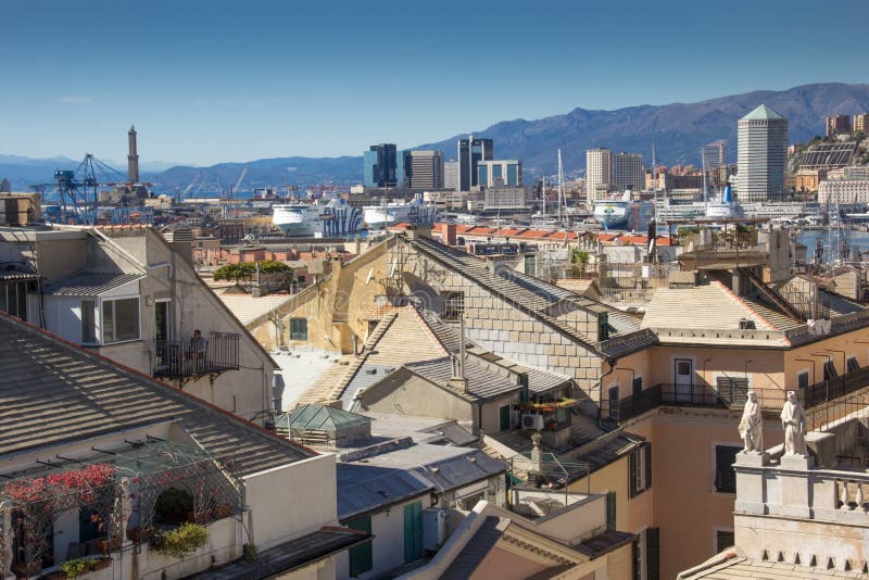 Panorama die Dächer von Genua stockfotos Panorama die Dächer von Genua stockfotos