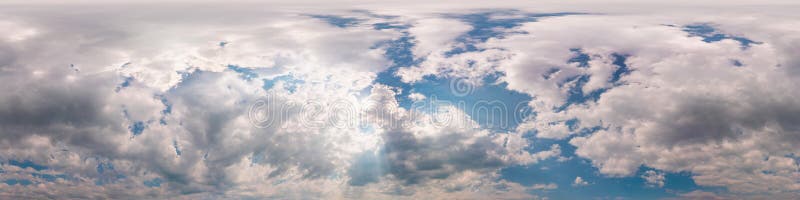 céu azul com lindas nuvens fofas sem chão. panorama hdri sem