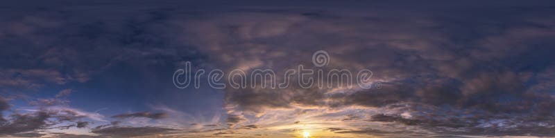 céu azul hdr 360 panorama com lindas nuvens brancas em projeção