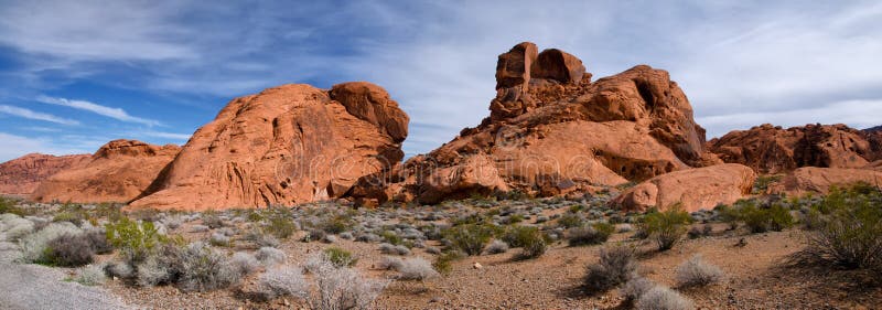 Panorama do vale do parque estadual do fogo, Nevada fotos de stock royalty free Panorama do vale do parque estadual do fogo, Nevada fotos de stock royalty free