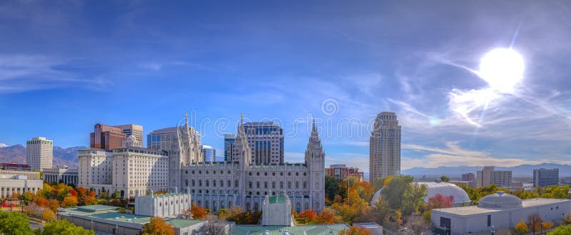 Panorama of downtown Salt Lake City from roof