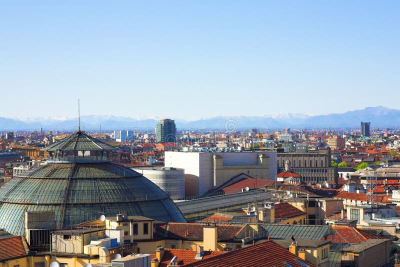 Panorama from Duomo roof, Milan, Italy