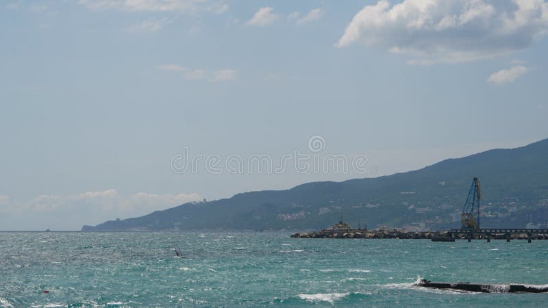 Panorama of embankment, sea coast landscape, Crimea stock photography Panorama of embankment, sea coast landscape, Crimea stock photography