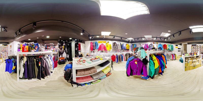 Panorama esférico do interior da loja 360 18 do sportswear fotos de stock royalty free Panorama esférico do interior da loja 360 18 do sportswear fotos de stock royalty free