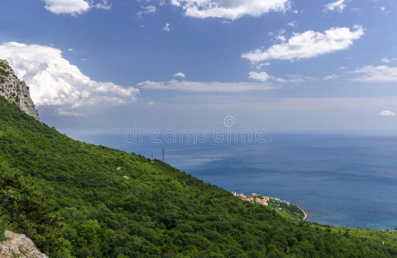 Panorama of Foros. Foros Church. View from the top stock photos Panorama of Foros. Foros Church. View from the top stock photos