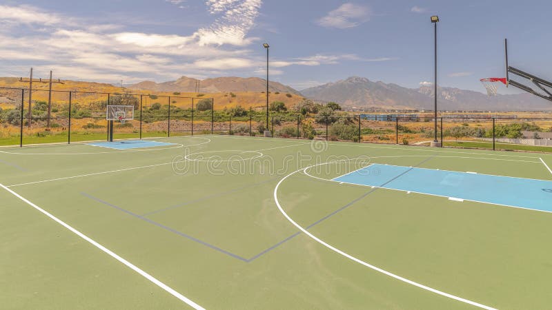 panorama basketball courts park near multi Royalty Free image