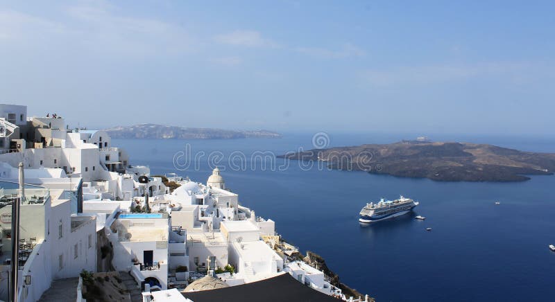 Panorama från Santorini arkivbilder Panorama från Santorini arkivbilder