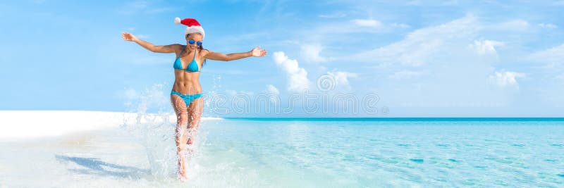 Panorama för baner för lopp för julstrandferie arkivfoto Panorama för baner för lopp för julstrandferie arkivfoto