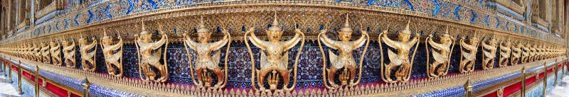 Panorama of Golden demon statue temple decoration