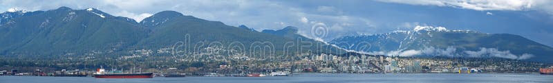 This is a Panorama Image of North Vancouver in a Cloudy Day.