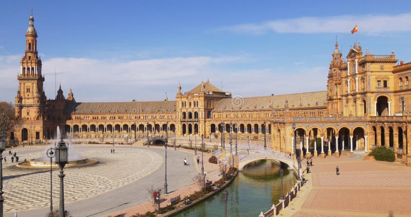 Panorama 4k spain Sevilha de Sun luz plaza de espana