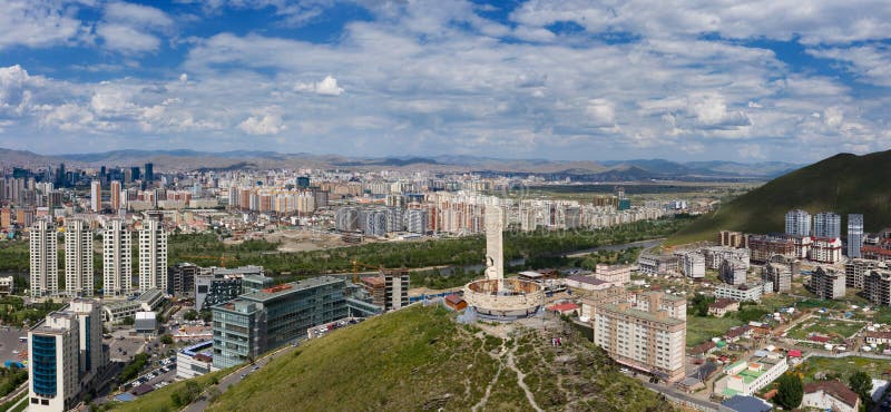 Aerial panorama view of Ulaanbaatar city and Memorial on Zaisan Tolgoi, Mongolia. Aerial panorama view of Ulaanbaatar city and Memorial on Zaisan Tolgoi, Mongolia