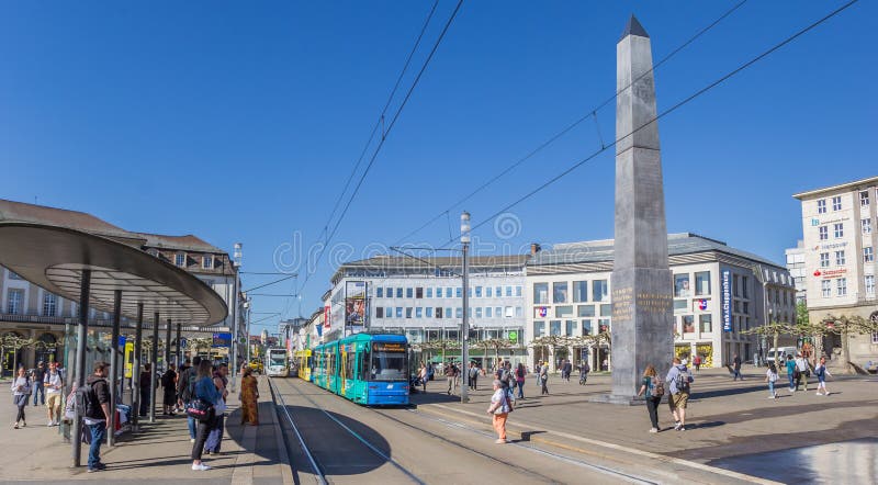 Panorama Konigsplatz kwadrat w centrum Kassel zdjęcie stock Panorama Konigsplatz kwadrat w centrum Kassel zdjęcie stock