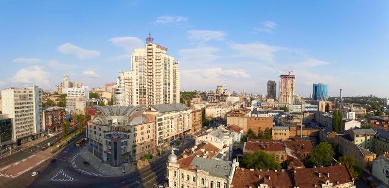 Panorama of kyiv city center, business cityscape of Kiev, Ukraine. Old and modern architecture in capital city of stock images Panorama of kyiv city center, business cityscape of Kiev, Ukraine. Old and modern architecture in capital city of stock images
