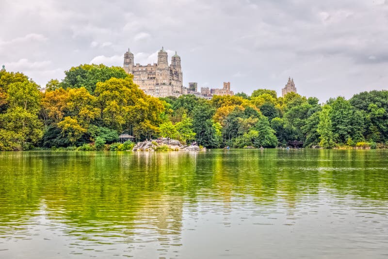 Panorama of the Lake in the Central Park, New York Stock Photo Image