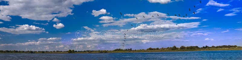 Panorama with lake and sky