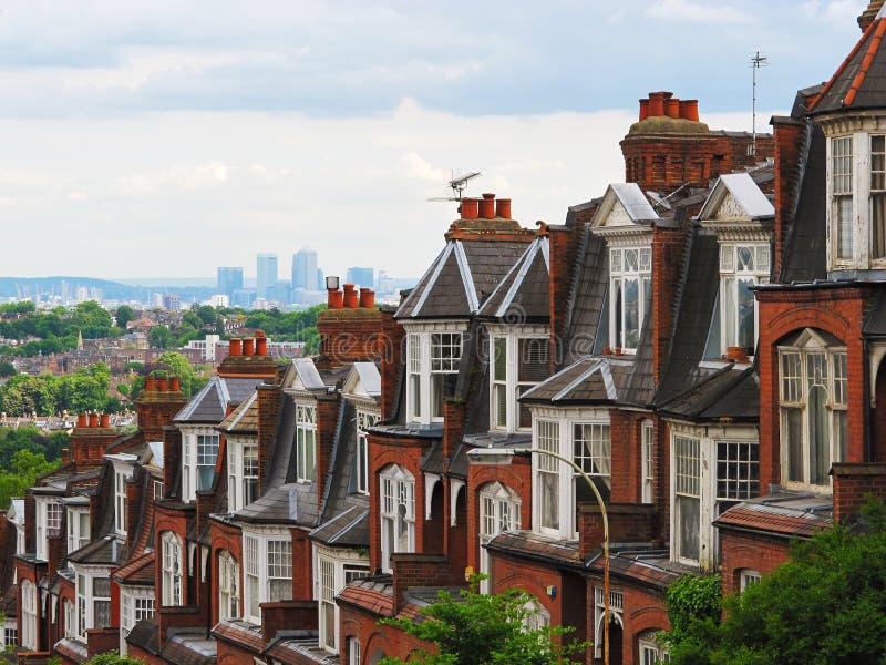 Panorama of London from Muswell Hill with brick houses, London, UK stock photo Panorama of London from Muswell Hill with brick houses, London, UK stock photo