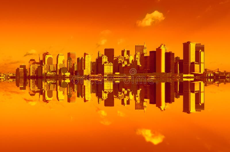 Panorama Manhattan w zmierzchu świetle ilustracja wektor Panorama Manhattan w zmierzchu świetle ilustracja wektor