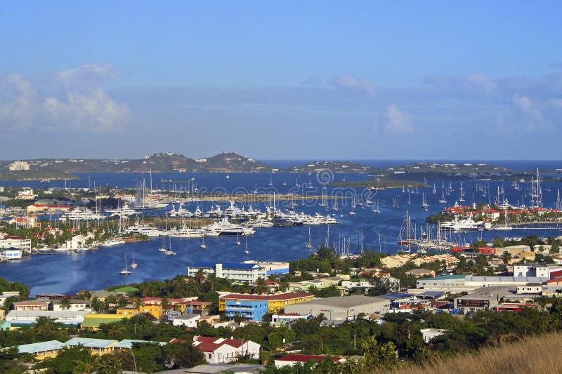Panorama of Marigot Bay, St Maarten, French side. Panorama of Marigot Bay, St Maarten, French side