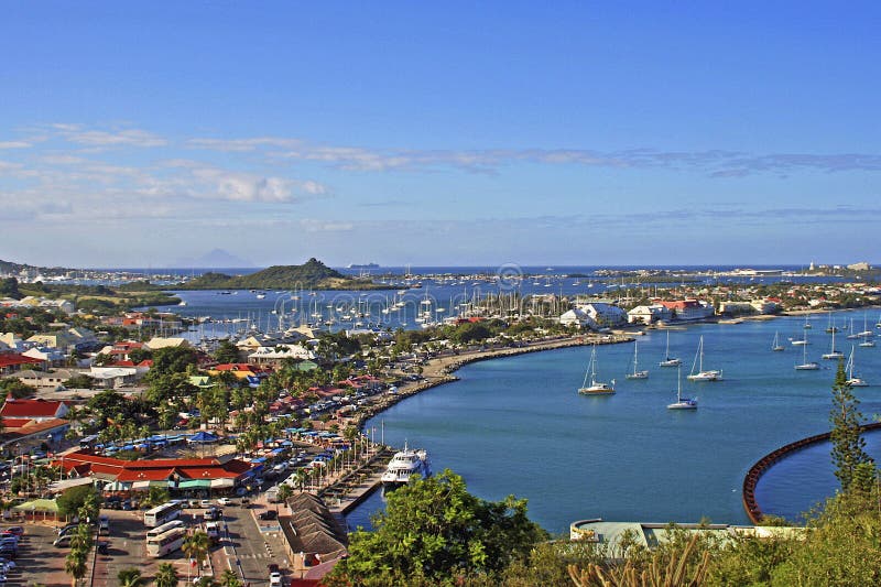 Panorama of Marigot Bay, St Maarten, French side. Panorama of Marigot Bay, St Maarten, French side