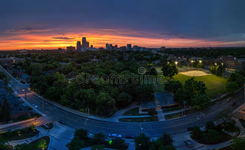 Panorama of midtown Toronto at sunset