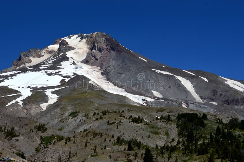 Panorama of Mount Hood, Volcano in the Cascade Range, Oregon Stock