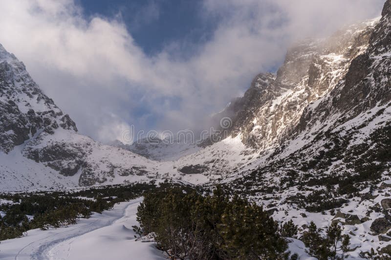 Panorama mountain winter landscape. Tatry. Slovakia