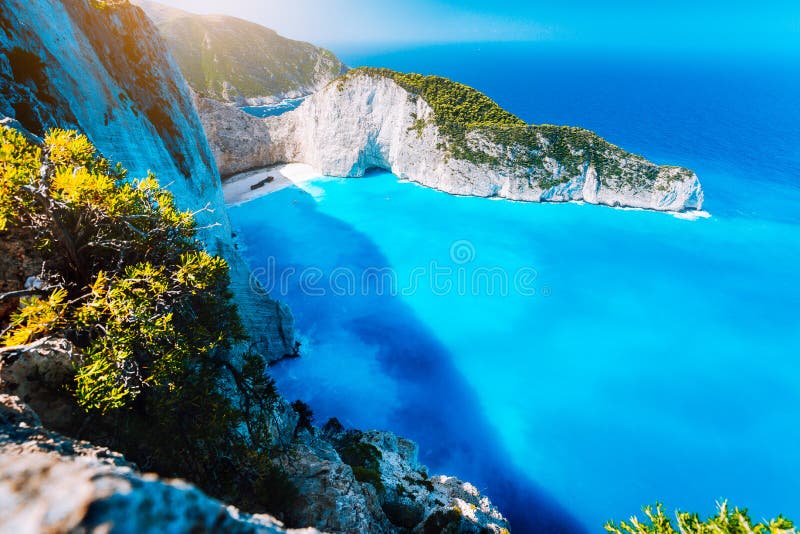Panorama Navagio plaży Shipwreck zatoka Zante od widoku punktu Zakynthos Grecja zdjęcie stock Panorama Navagio plaży Shipwreck zatoka Zante od widoku punktu Zakynthos Grecja zdjęcie stock