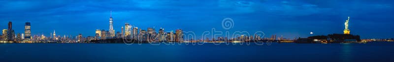Panorama of New york city and liberty statue stock image Panorama of New york city and liberty statue stock image
