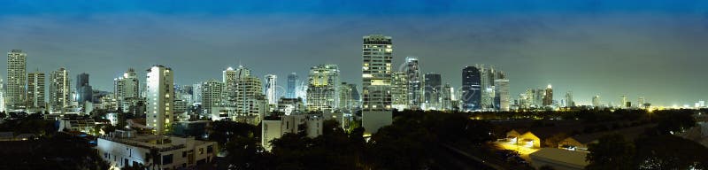 Panorama of night city - Thailand, Bangkok stock images Panorama of night city - Thailand, Bangkok stock images