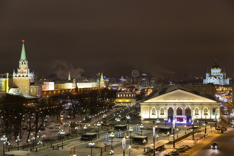 Panorama op nacht Moskou royalty-vrije stock afbeeldingen Panorama op nacht Moskou royalty-vrije stock afbeeldingen