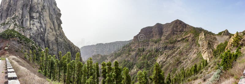 Panorama picture of the volcanic area at Los Roques on La Gomera Island near Tenerife, Spain royalty free stock photo Panorama picture of the volcanic area at Los Roques on La Gomera Island near Tenerife, Spain royalty free stock photo