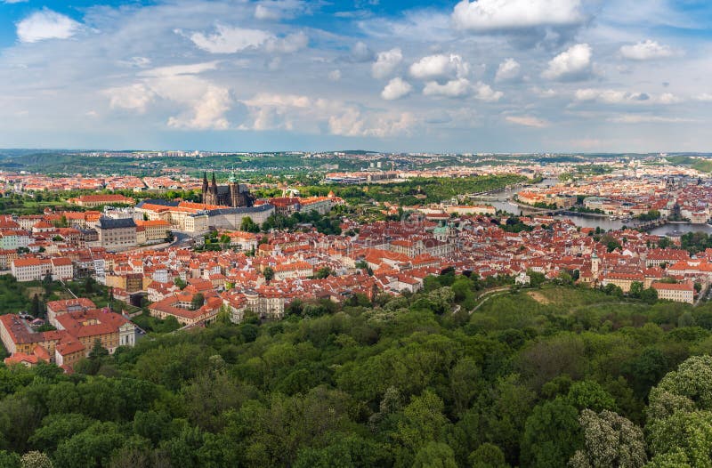 Panorama Prague castle in the middle of the city with beautiful