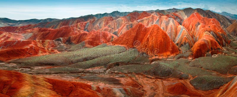 Danxia landform of Zhangye, Strange shape, colorful, magnificent, Because like a rainbow gorgeous, also known as Rainbow Hill. Danxia landform of Zhangye, Strange shape, colorful, magnificent, Because like a rainbow gorgeous, also known as Rainbow Hill.