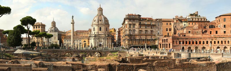 Panorama of the Remains of The Forum of Augustus in Roma