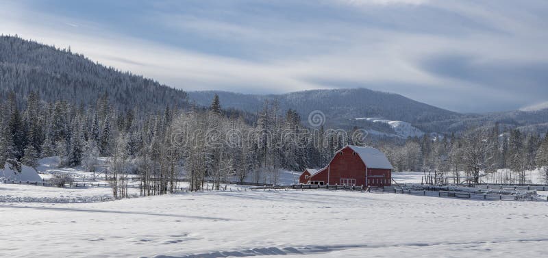 Panorama of rural winter in Idaho