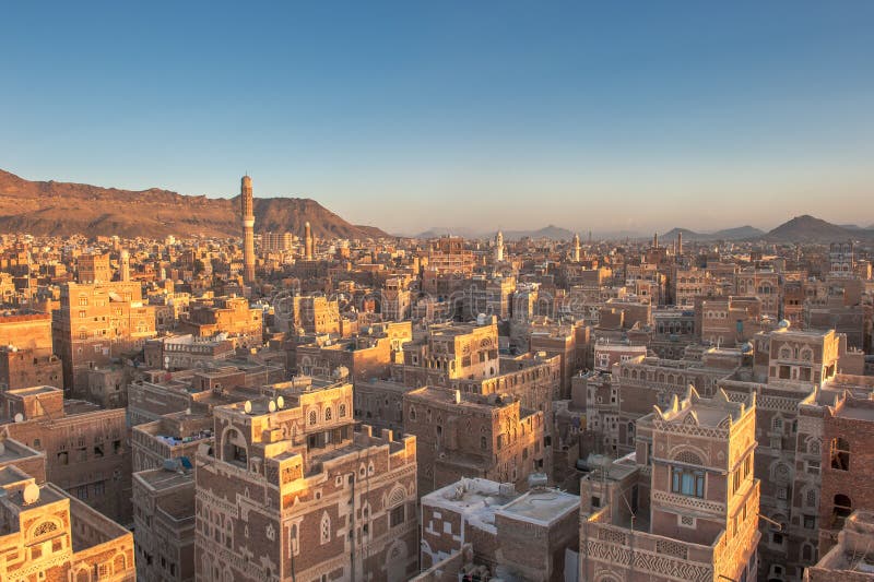 Panorama of Sanaa at Night, Yemen Stock Image Image of culture