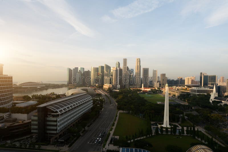 Panorama of Singapore business district skyline and skyscraper w royalty free stock images Panorama of Singapore business district skyline and skyscraper w royalty free stock images