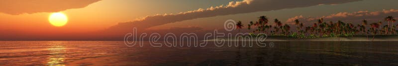 Panorama-Sonnenuntergang über einer Tropeninsel stockfotografie Panorama-Sonnenuntergang über einer Tropeninsel stockfotografie