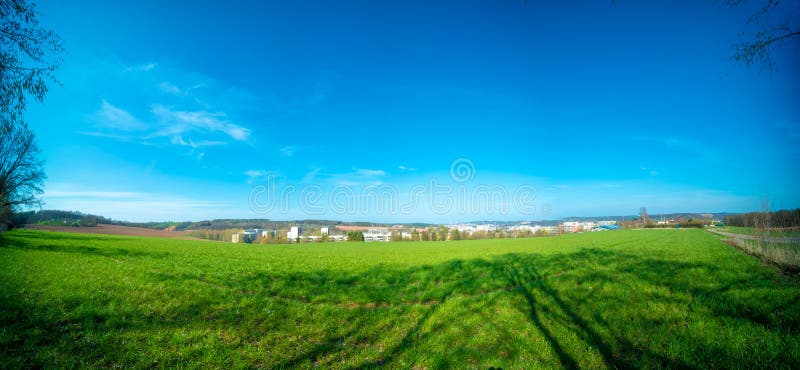 Panorama of spring arable field royalty free stock photography.