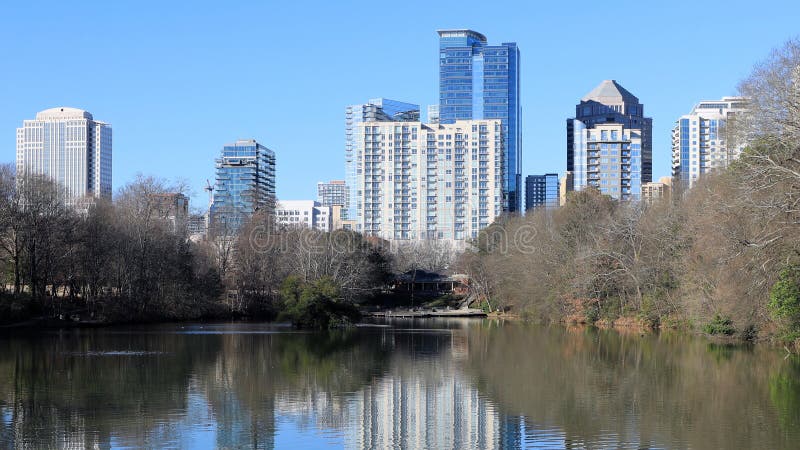 The Atlanta, United States skyline with reflections. The Atlanta, United States skyline with reflections