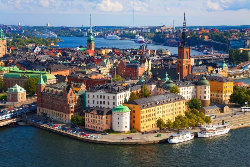 Panoramica estiva panorama della Città Vecchia di Stoccolma, in Svezia.